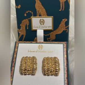 NWT House of Harlow 1960 Gold Textured  Earrings